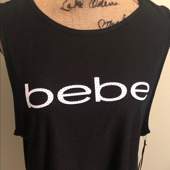 bebe Black Mesh Workout Tank - Picture 2 of 4